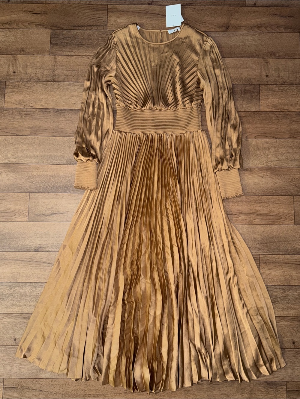 A.L.C. Size 10 Leah II Dress In Toffee Maxi Pleated Quiet Luxury Old Money Gown